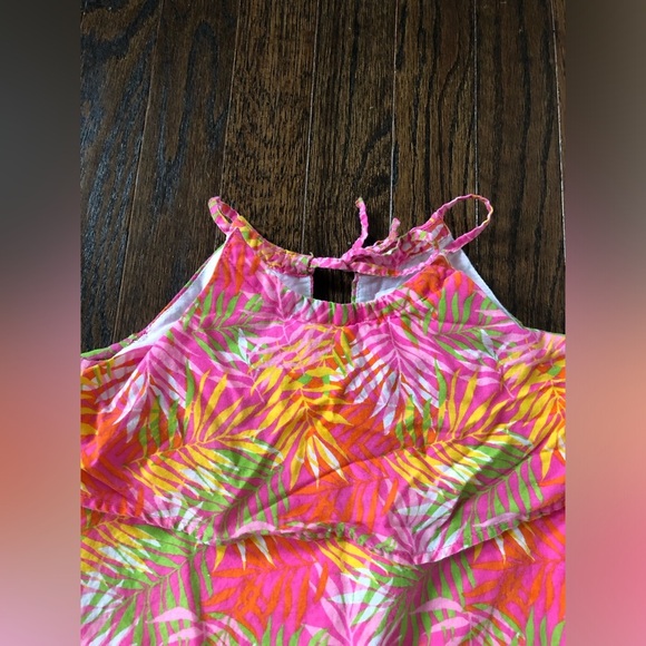 Tommy Bahama Girls 6 Pink/Orange Tropical Floral Halter A-Line Lined Dress VGUC - Picture 3 of 11